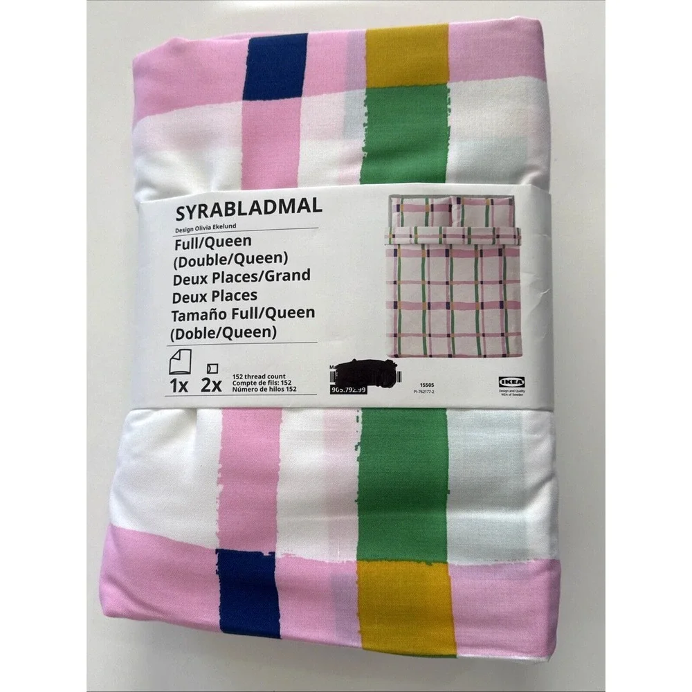 IKEA SYRABLADMAL Full/ Queen Duvet Cover + 2 Pillowcases White Pink New